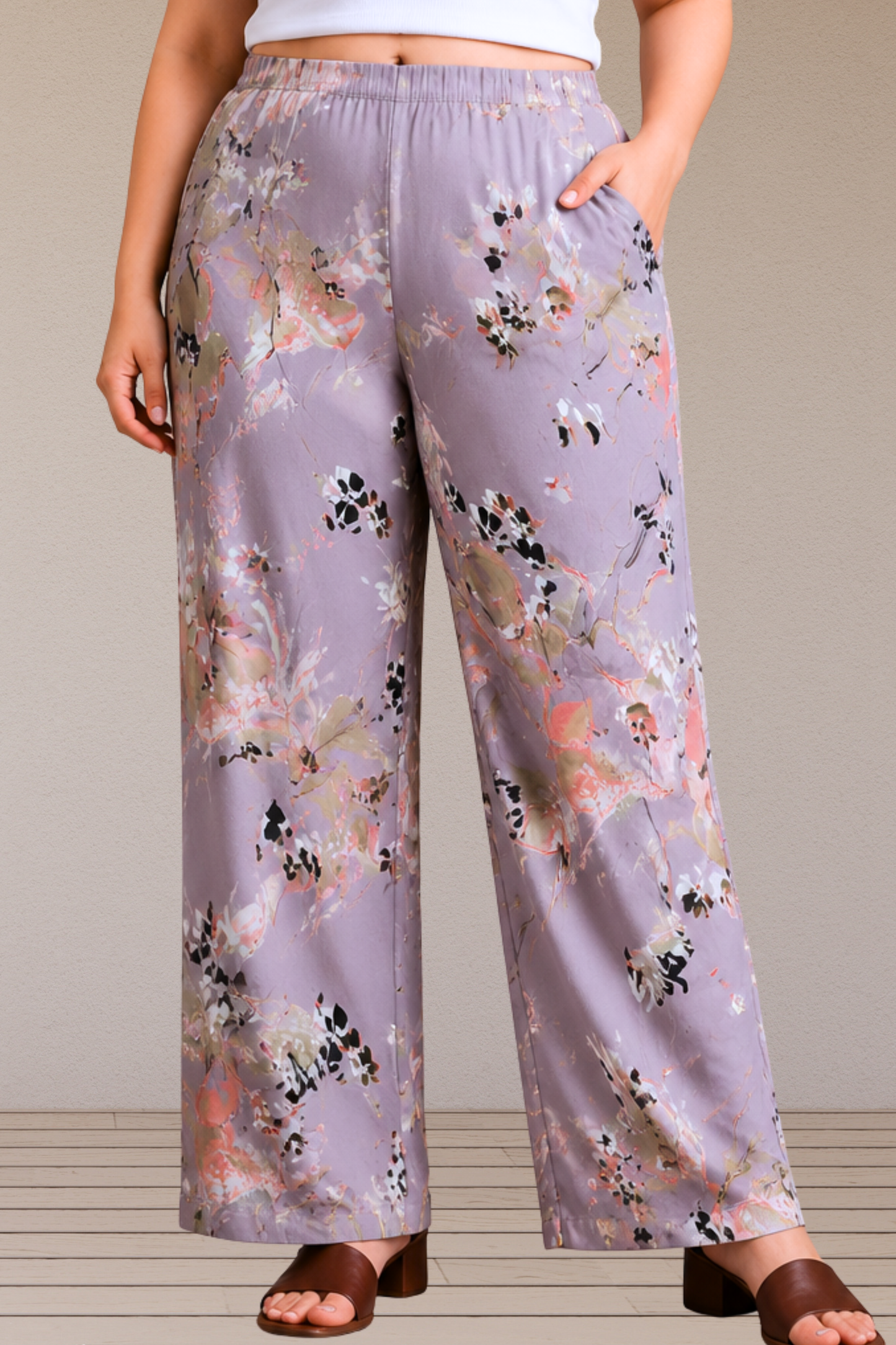 Lilac Whisper Polyester Palazzo