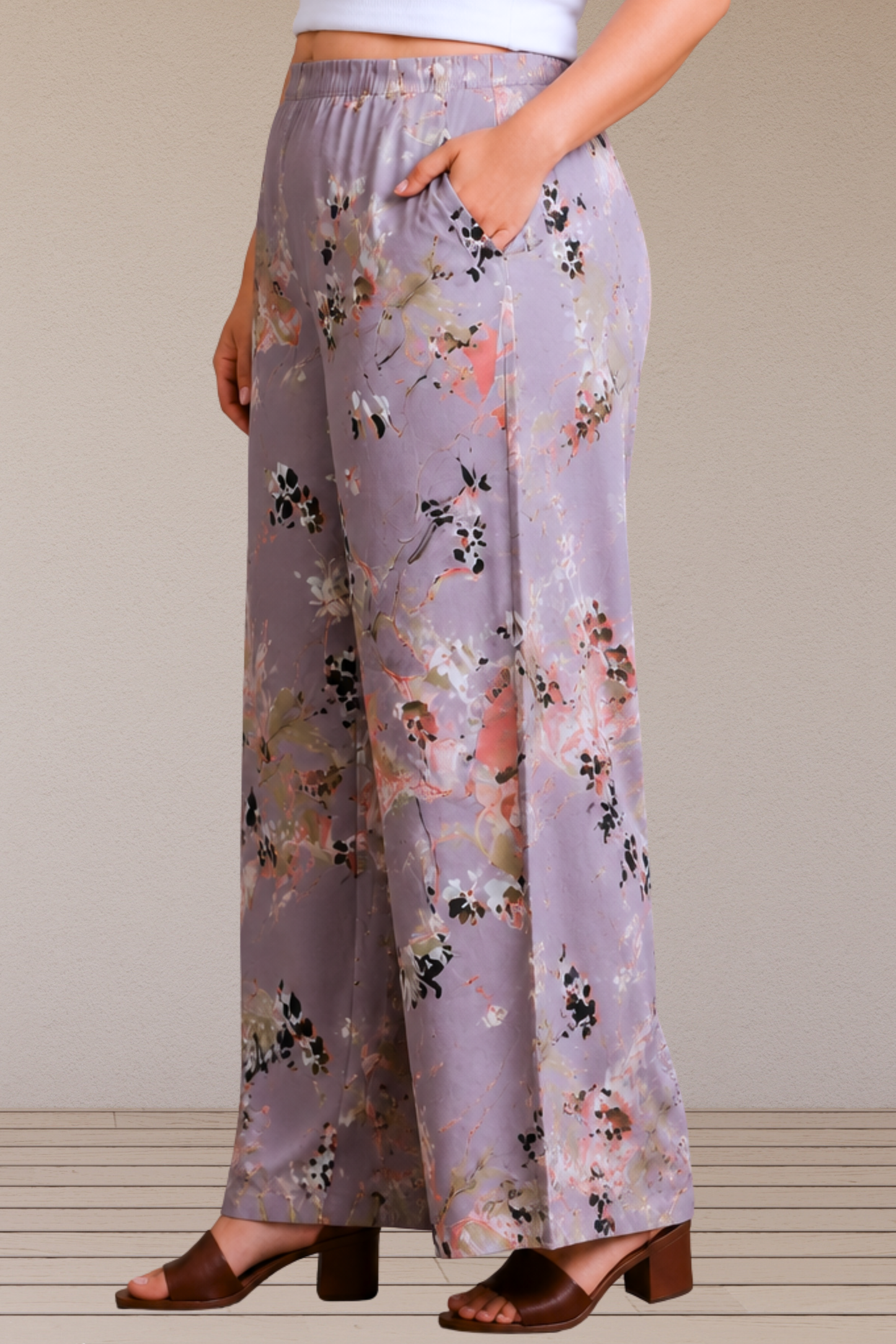 Lilac Whisper Polyester Palazzo