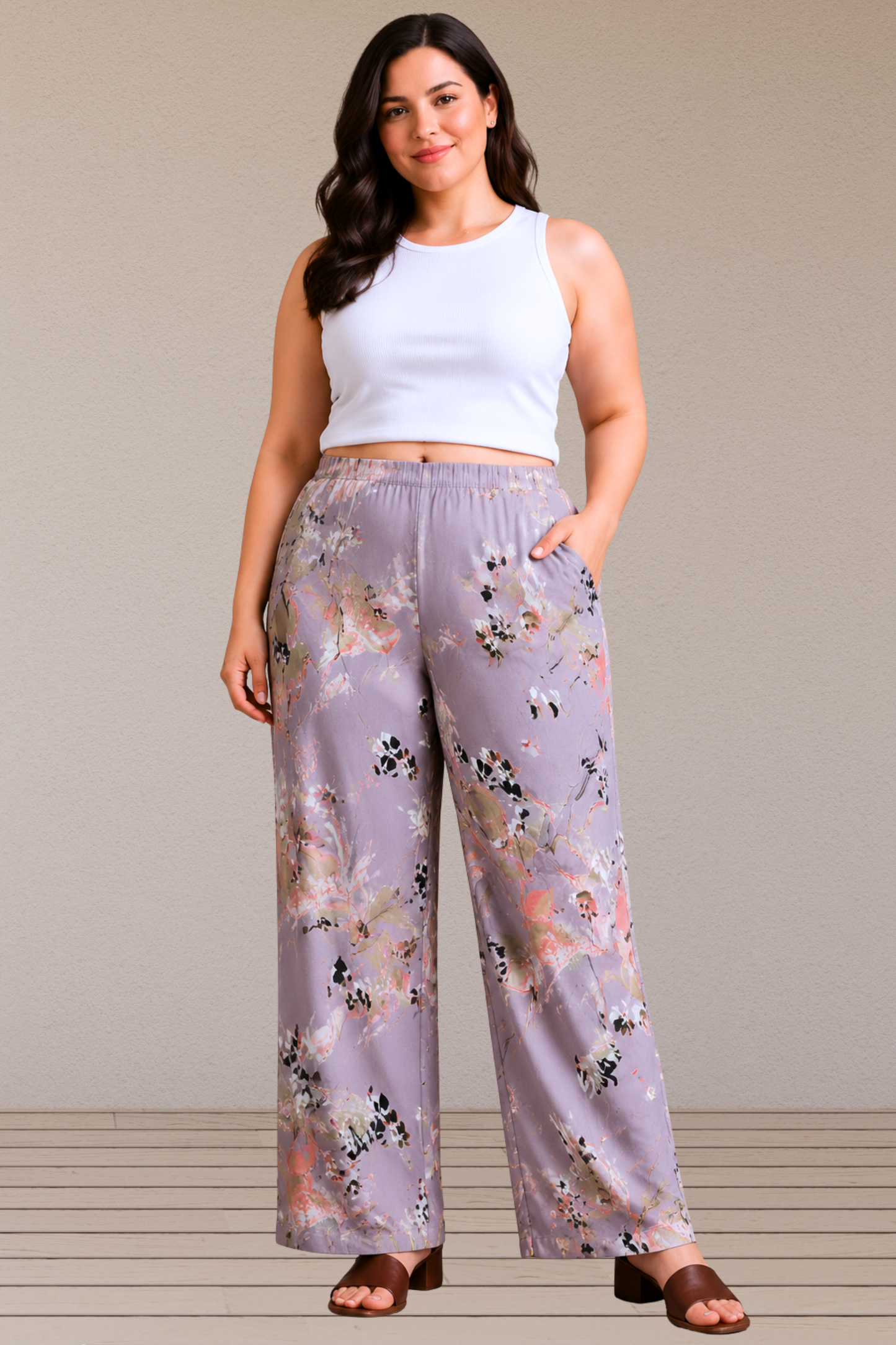 Lilac Whisper Polyester Palazzo