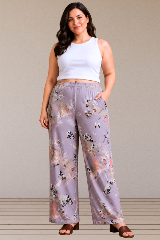 Lilac Whisper Polyester Palazzo