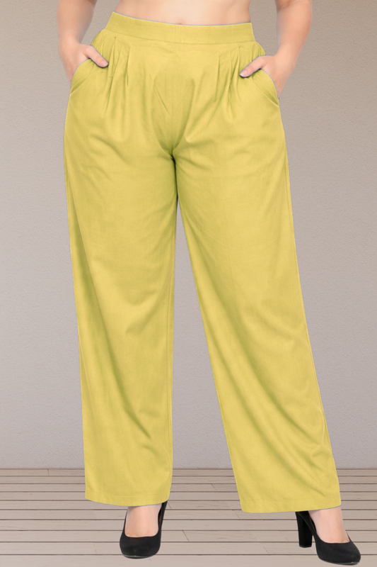 Lime Cotton Pant Palazzo
