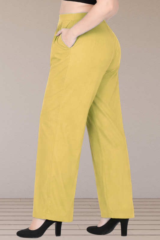 Lime Cotton Pant Palazzo