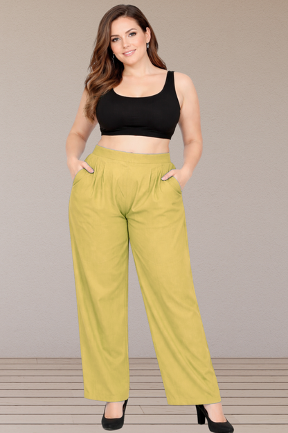 Lime Cotton Pant Palazzo