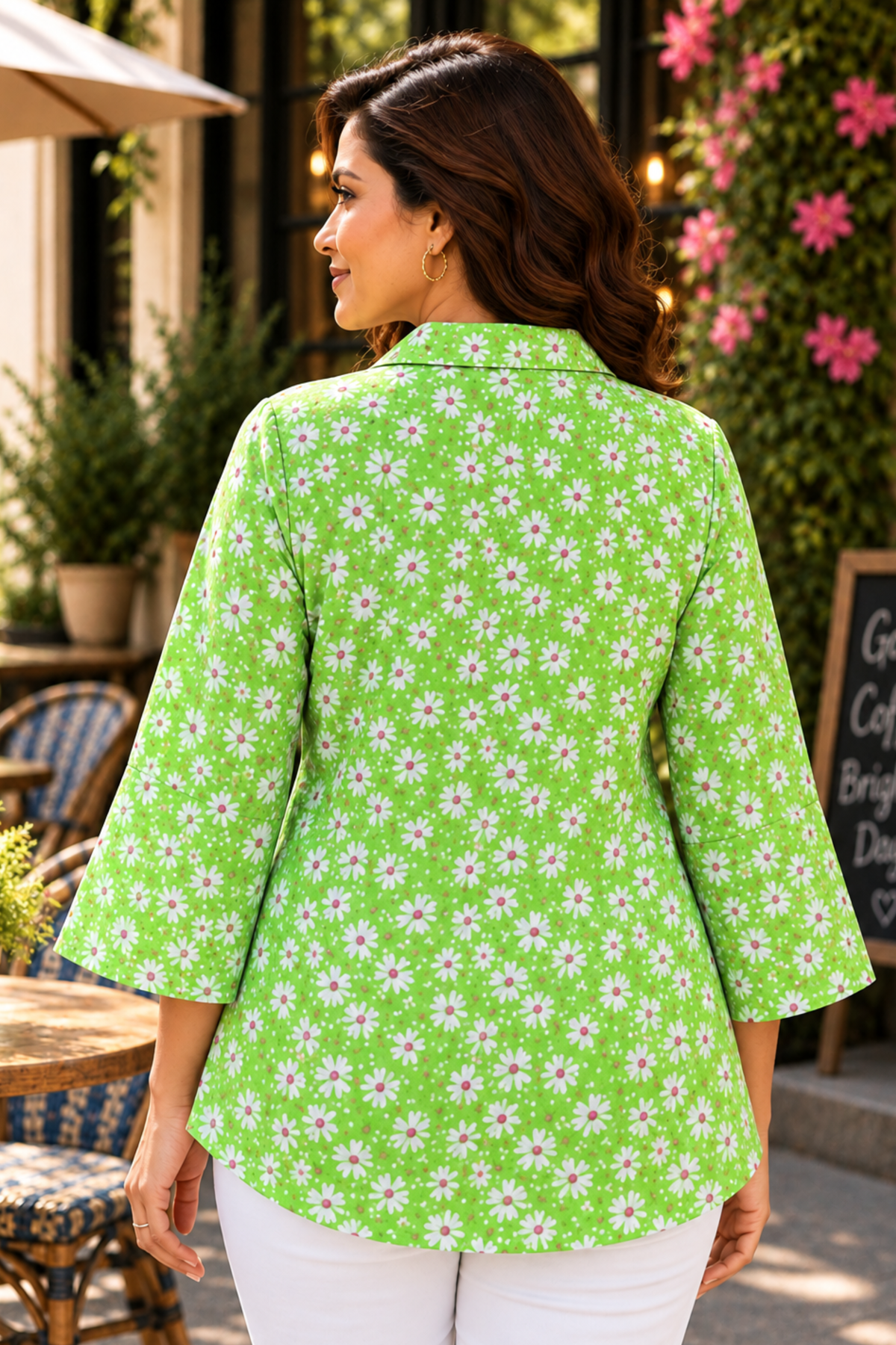 Lime Sprinkles Floral Pleated Shirt
