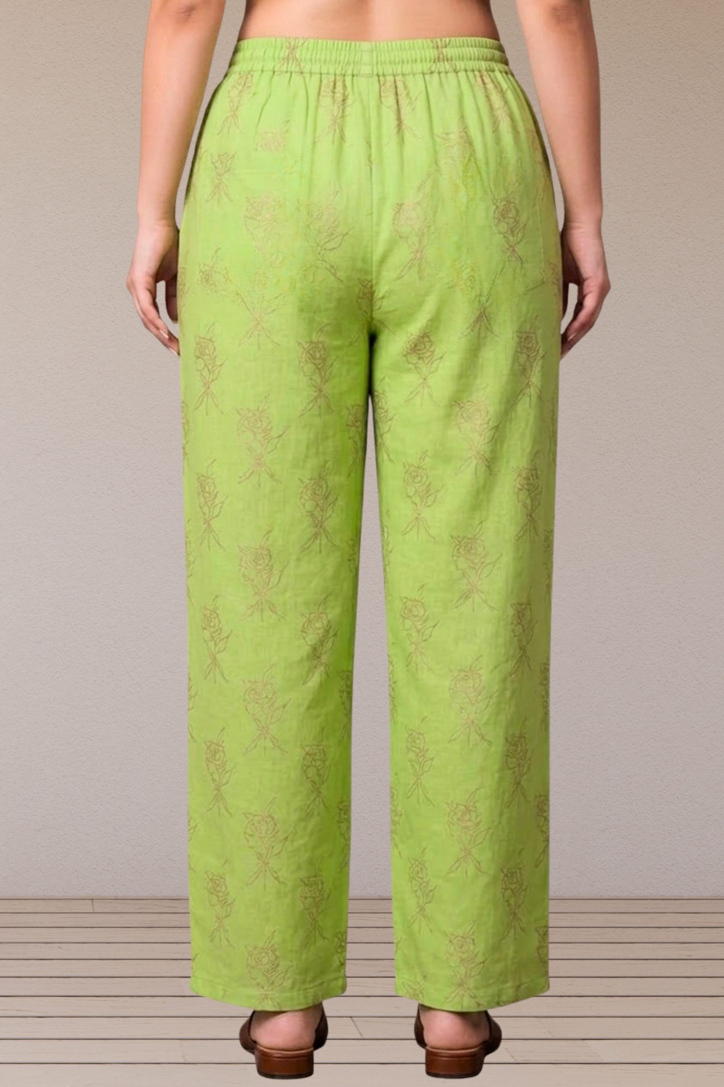 Lime Green Foil Printed Palazzo