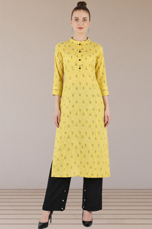 Lime Ikat Cotton Kurta