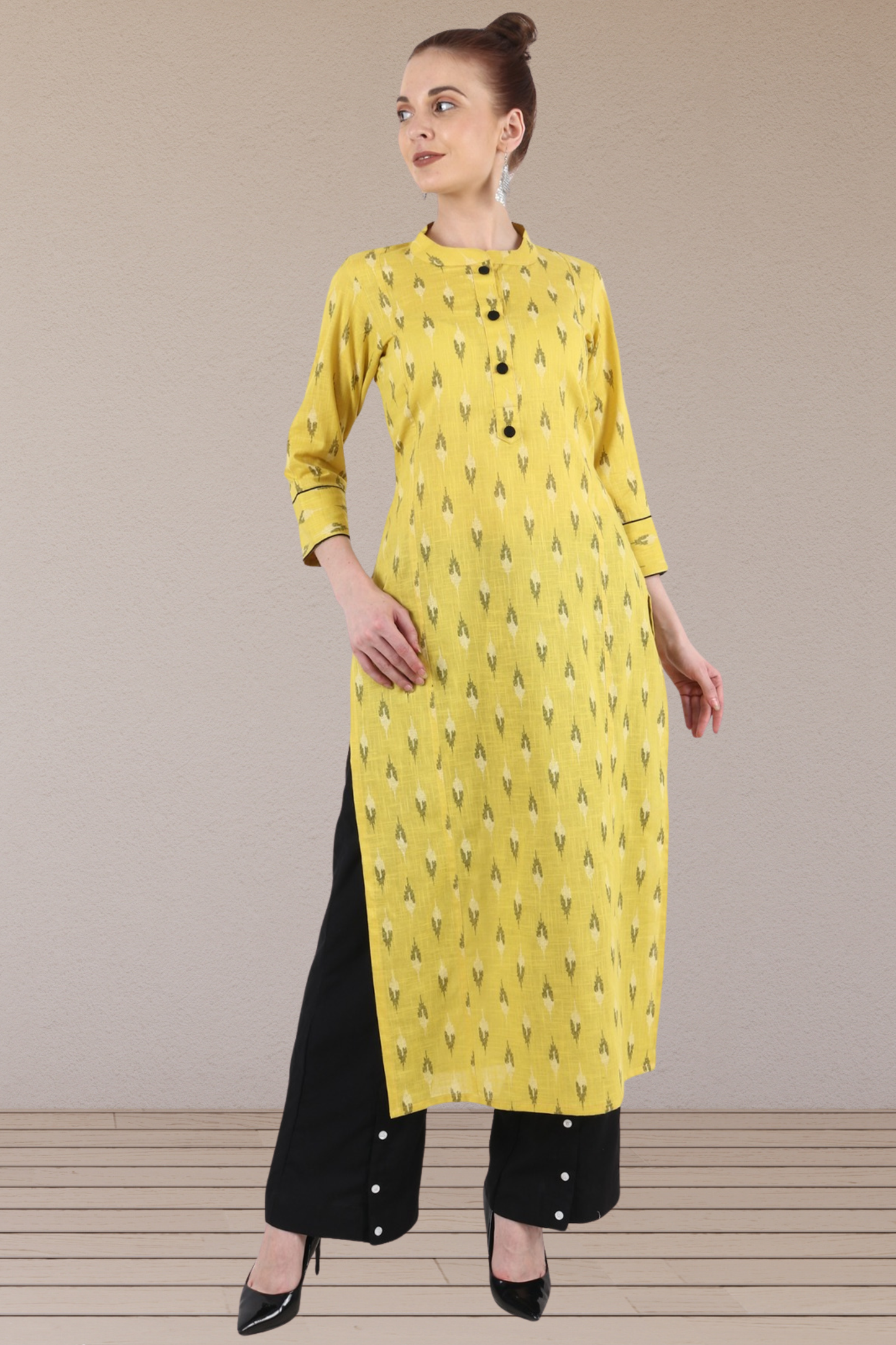 Lime Ikat Cotton Kurta