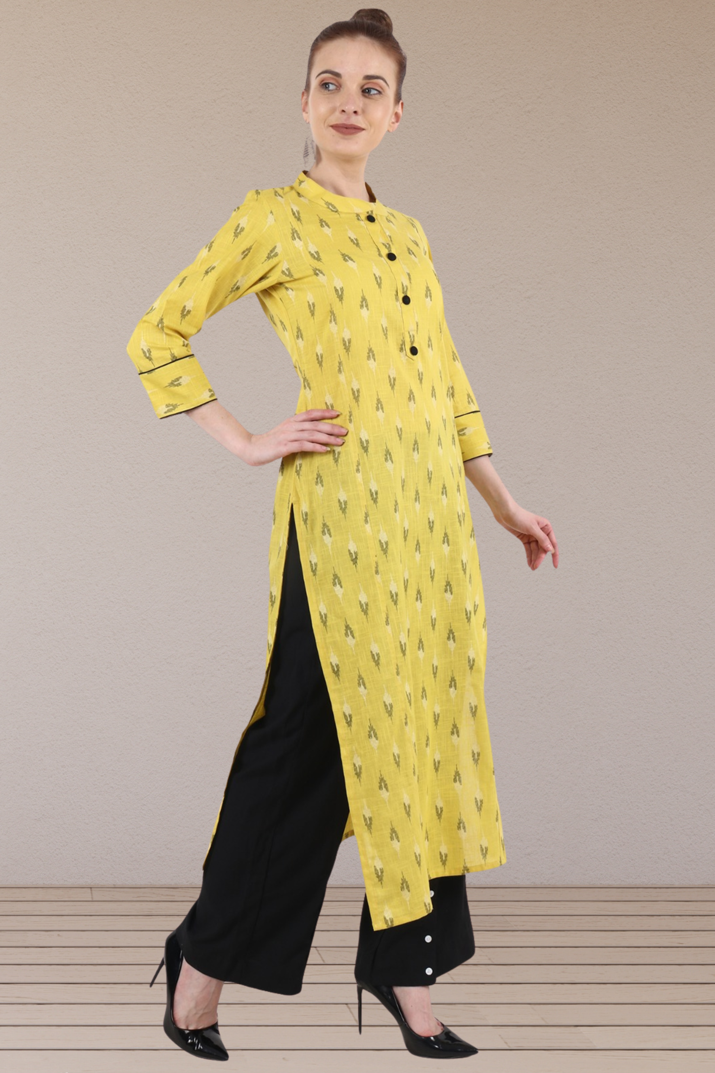 Lime Ikat Cotton Kurta