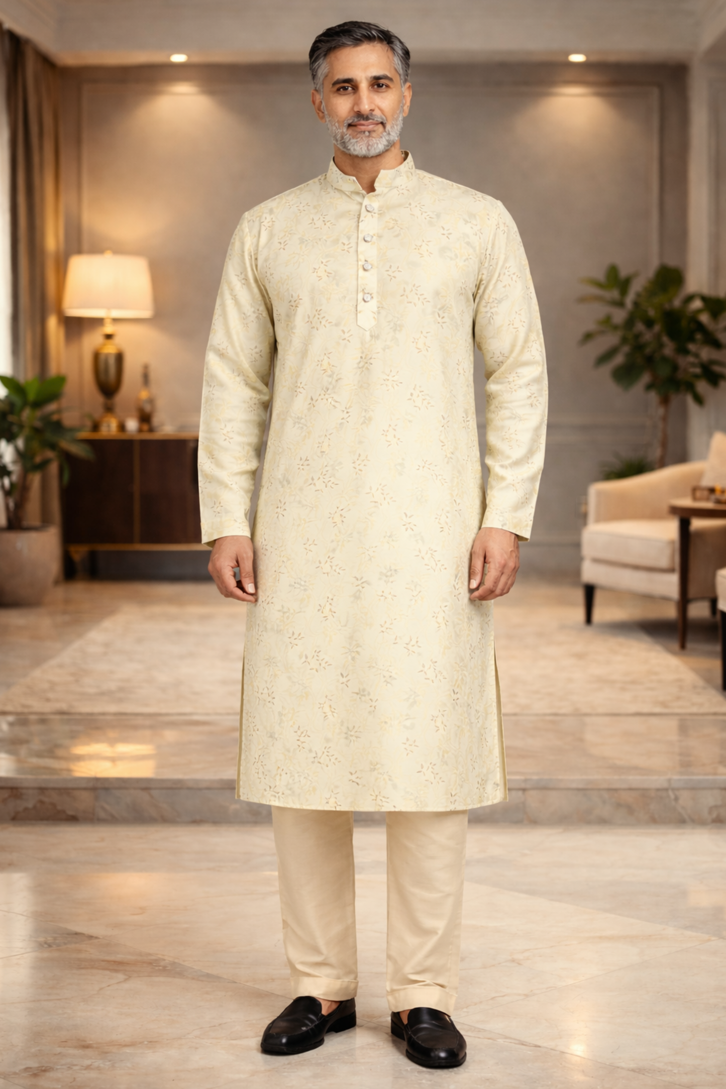Lime Printed Modal Kurta