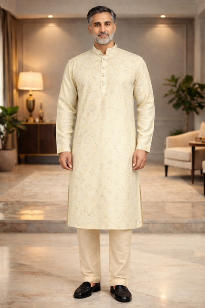 Lime Printed Modal Kurta