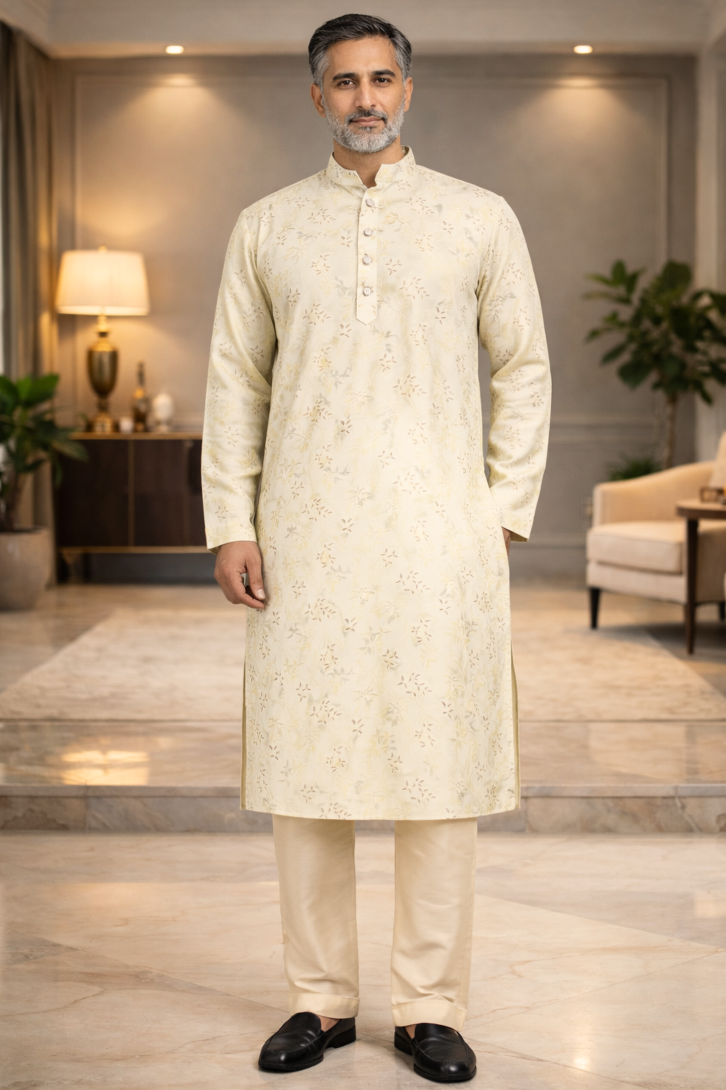 Lime Printed Modal Kurta