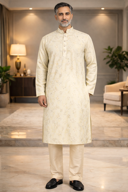 Lime Printed Modal Kurta