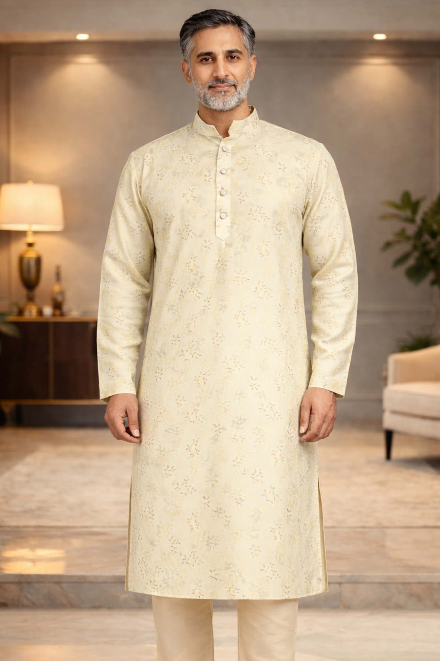 Lime Printed Modal Kurta