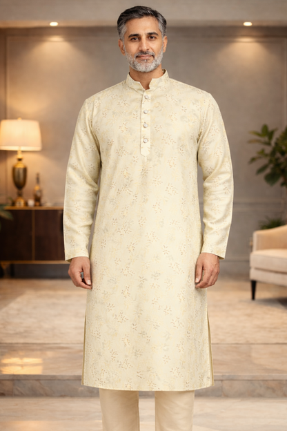 Lime Printed Modal Kurta