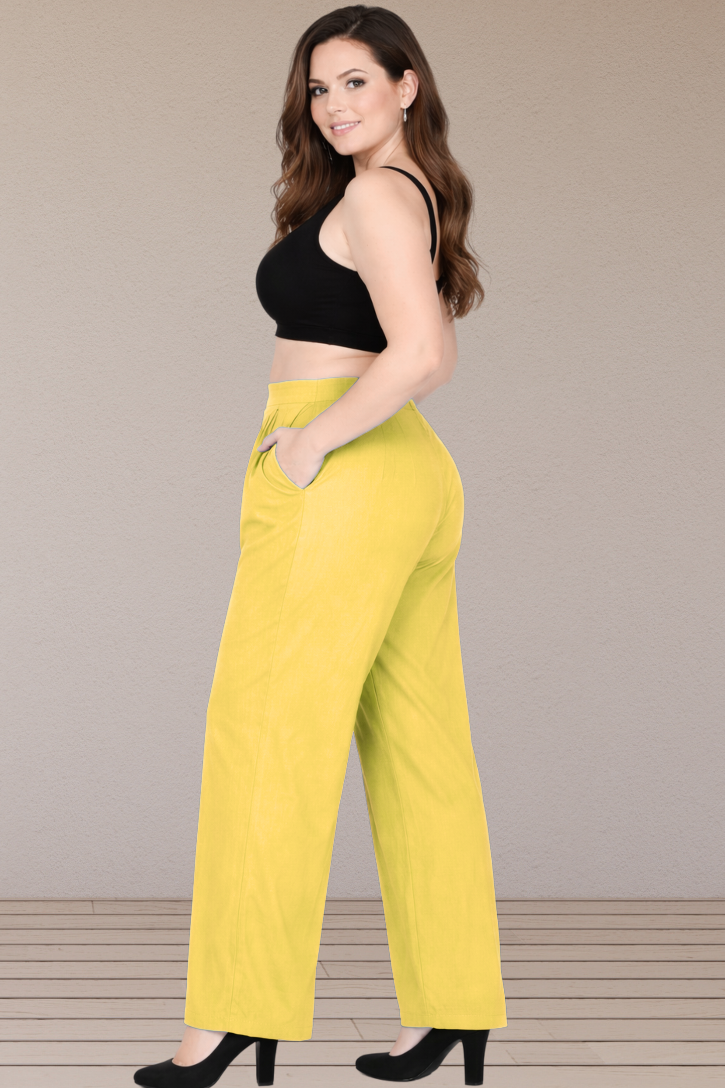 Lime Yellow Straight Pants Palazzo