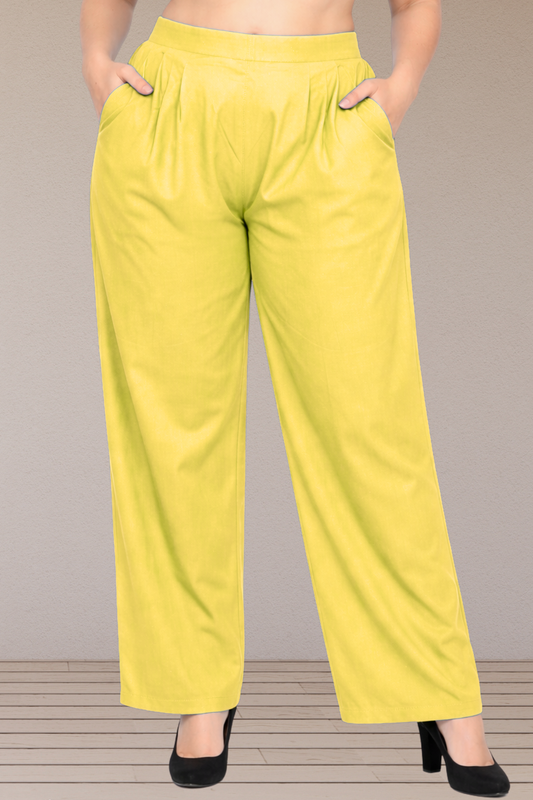 Lime Yellow Straight Pants Palazzo