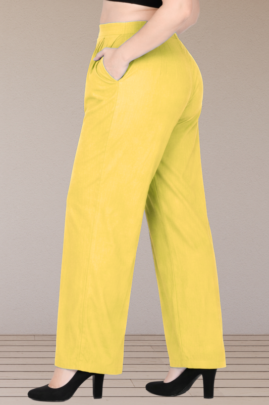 Lime Yellow Straight Pants Palazzo