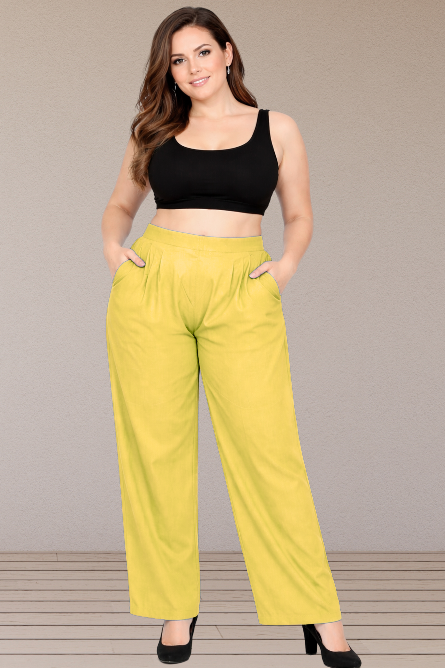 Lime Yellow Straight Pants Palazzo
