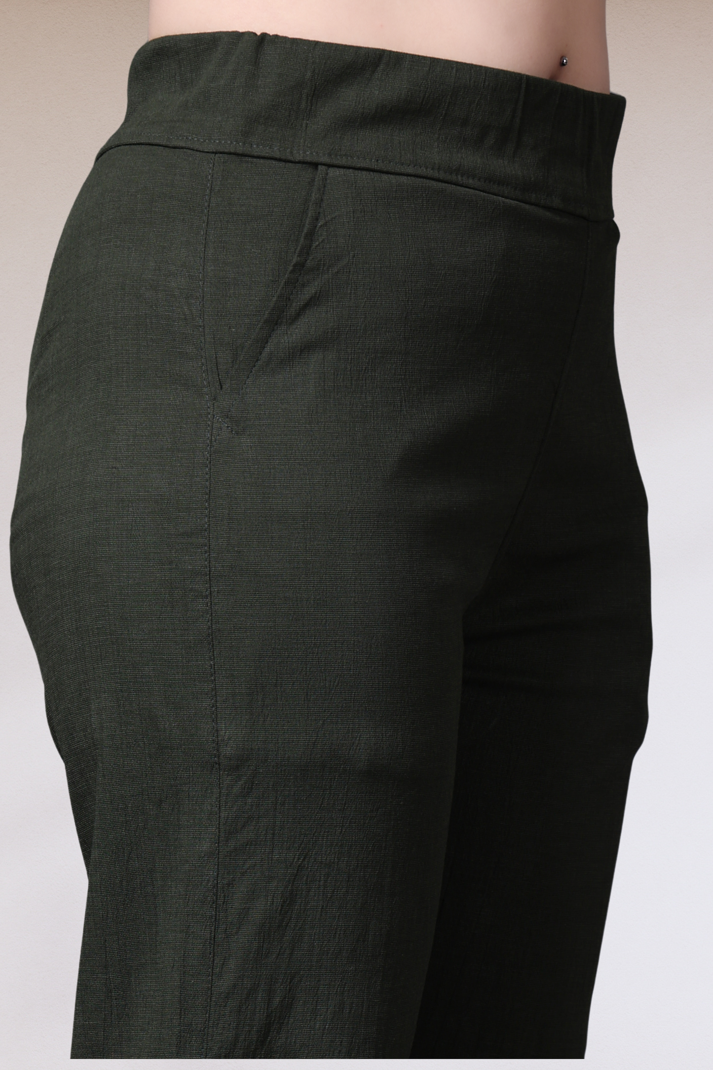 Buy Plus Size ​Mehandi Lycra Slub Pants At Apella | Sizes XS to 10 XL | India | Free Delivery | Customized