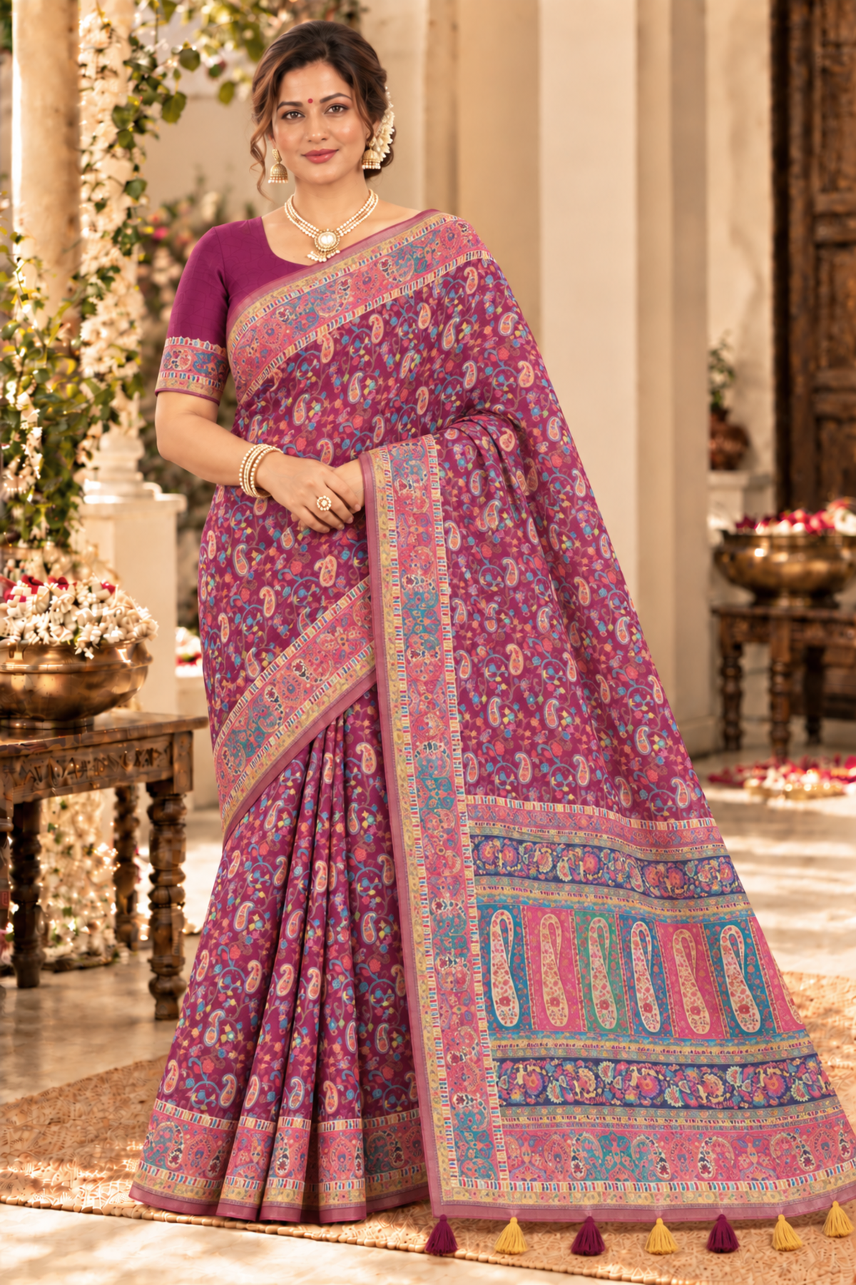 Madhura Printed Saree With 1.5 Mtr Blouse Piece