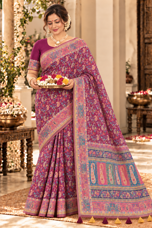 Madhura Printed Saree With 1.5 Mtr Blouse Piece