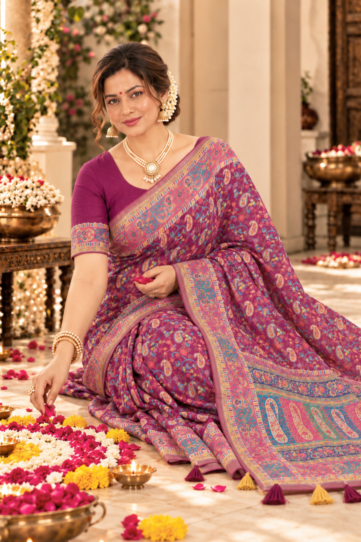 Madhura Printed Saree With 1.5 Mtr Blouse Piece