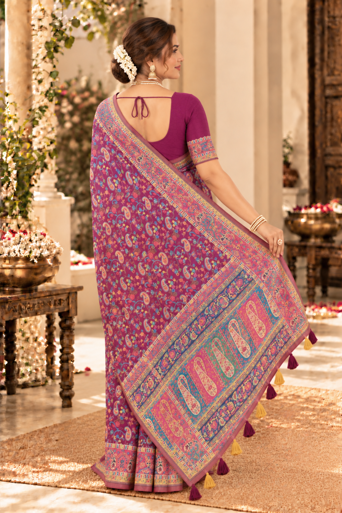 Madhura Printed Saree With 1.5 Mtr Blouse Piece