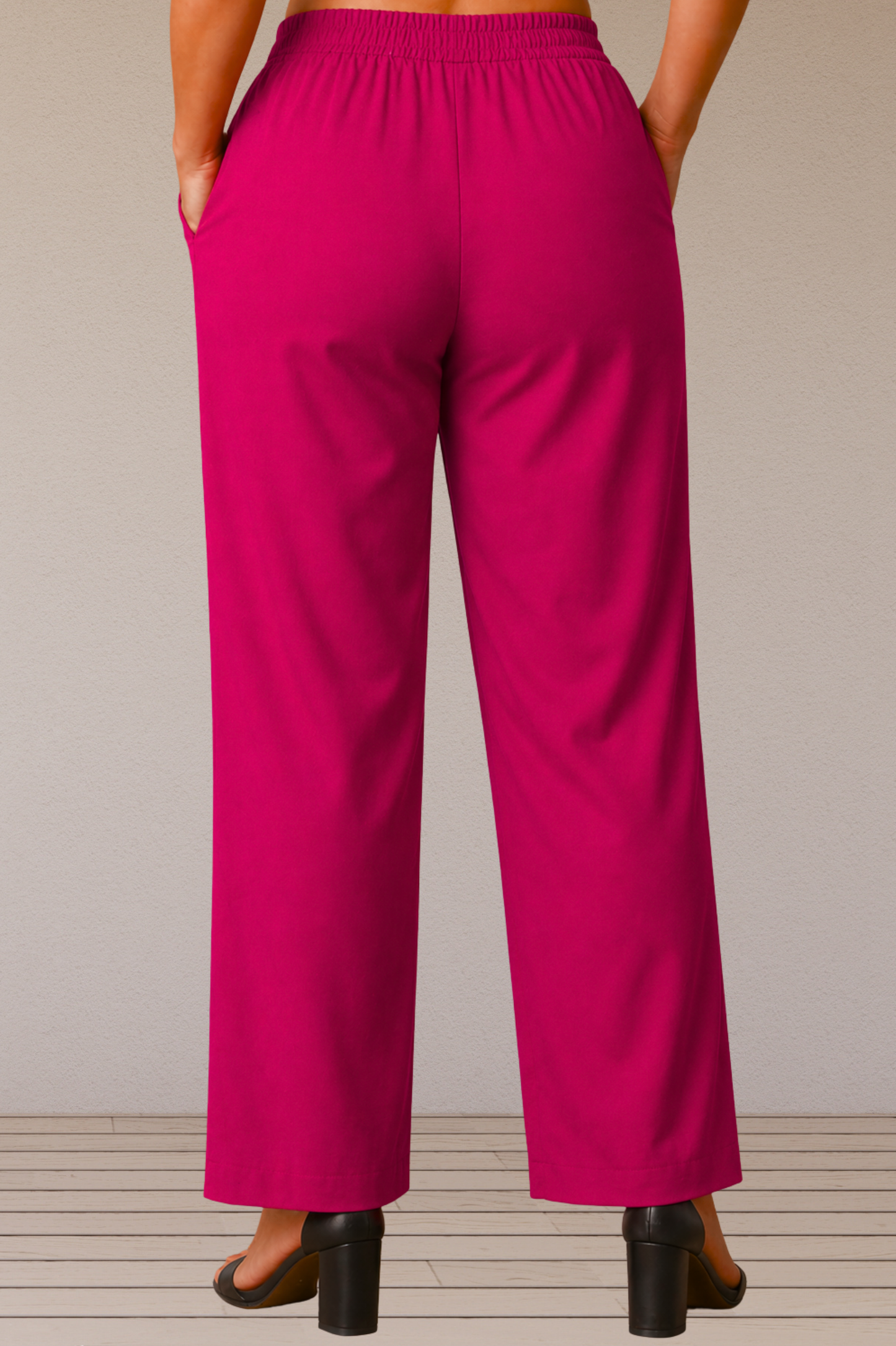 Magenta Belted Cotton Pant Palazzo