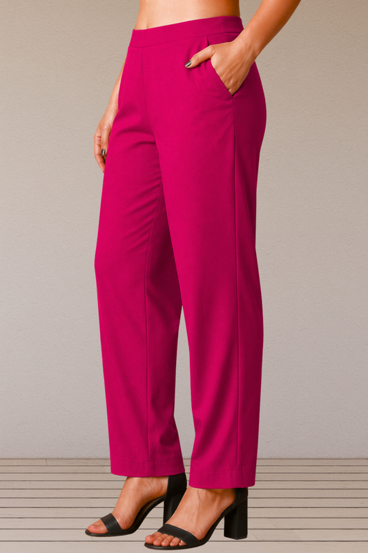 Magenta Belted Cotton Pant Palazzo