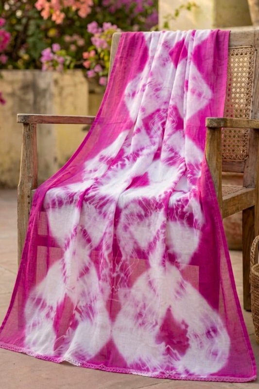 Magenta  Chiffon Tie & Dye Dupatta