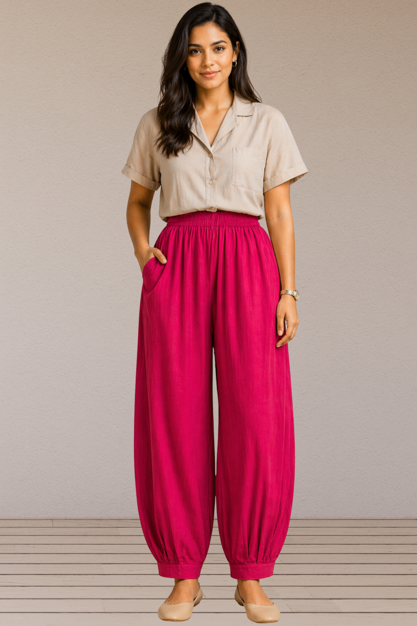 Magenta Cotton Afghani Pants
