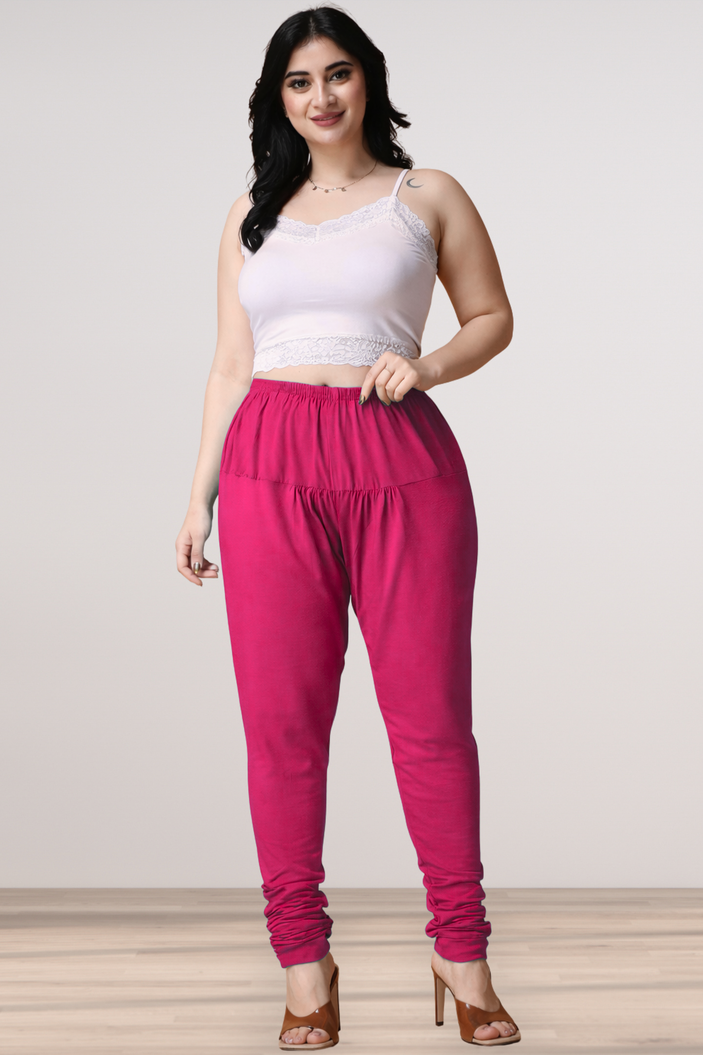 Magenta Cotton Churidar Pants