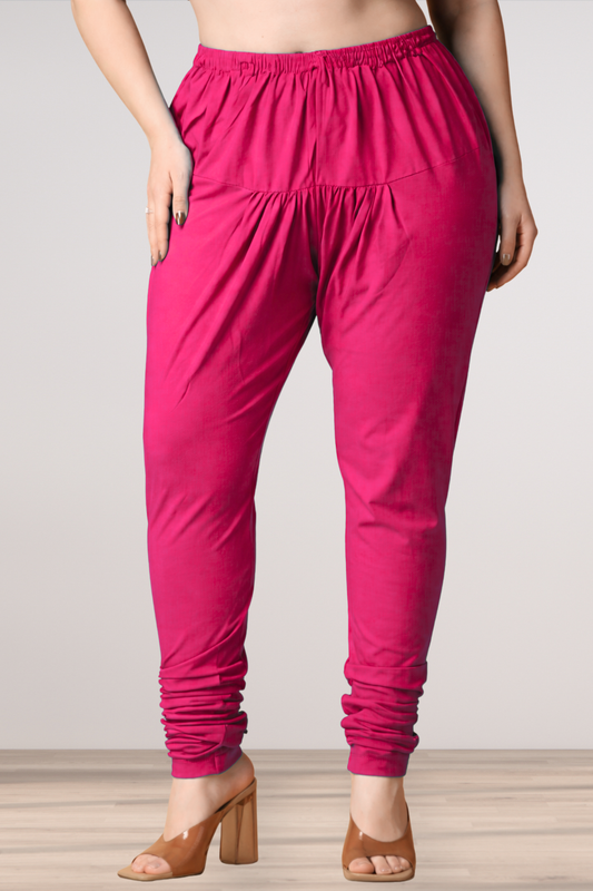 Magenta Cotton Churidar Pants