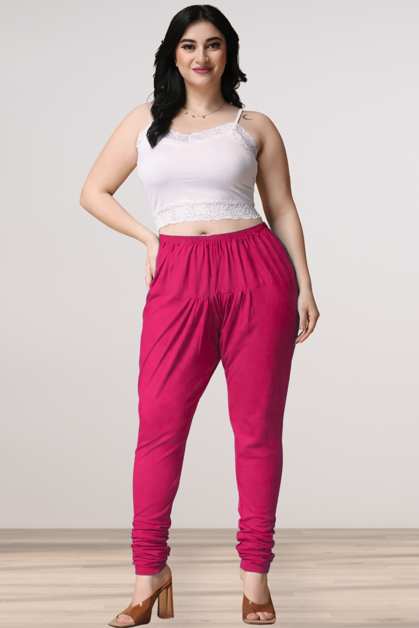 Magenta Cotton Churidar Pants