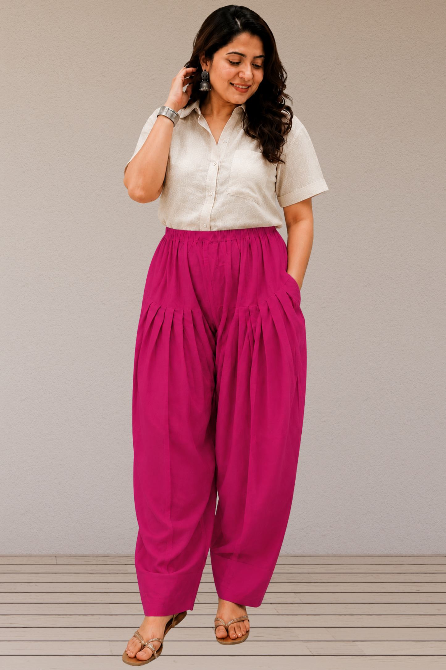 Magenta Cotton Farshi Salwar