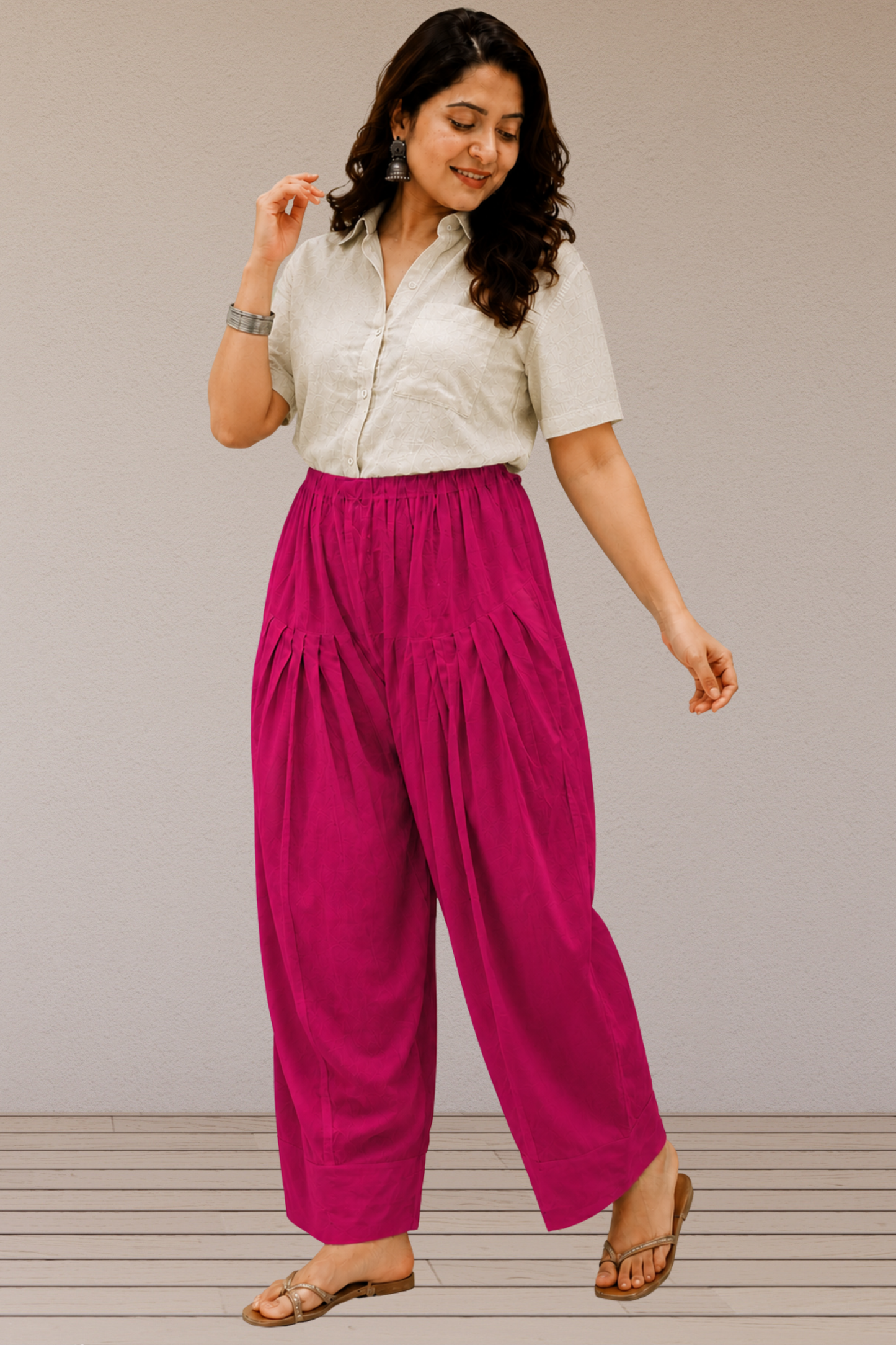 Magenta Cotton Farshi Salwar