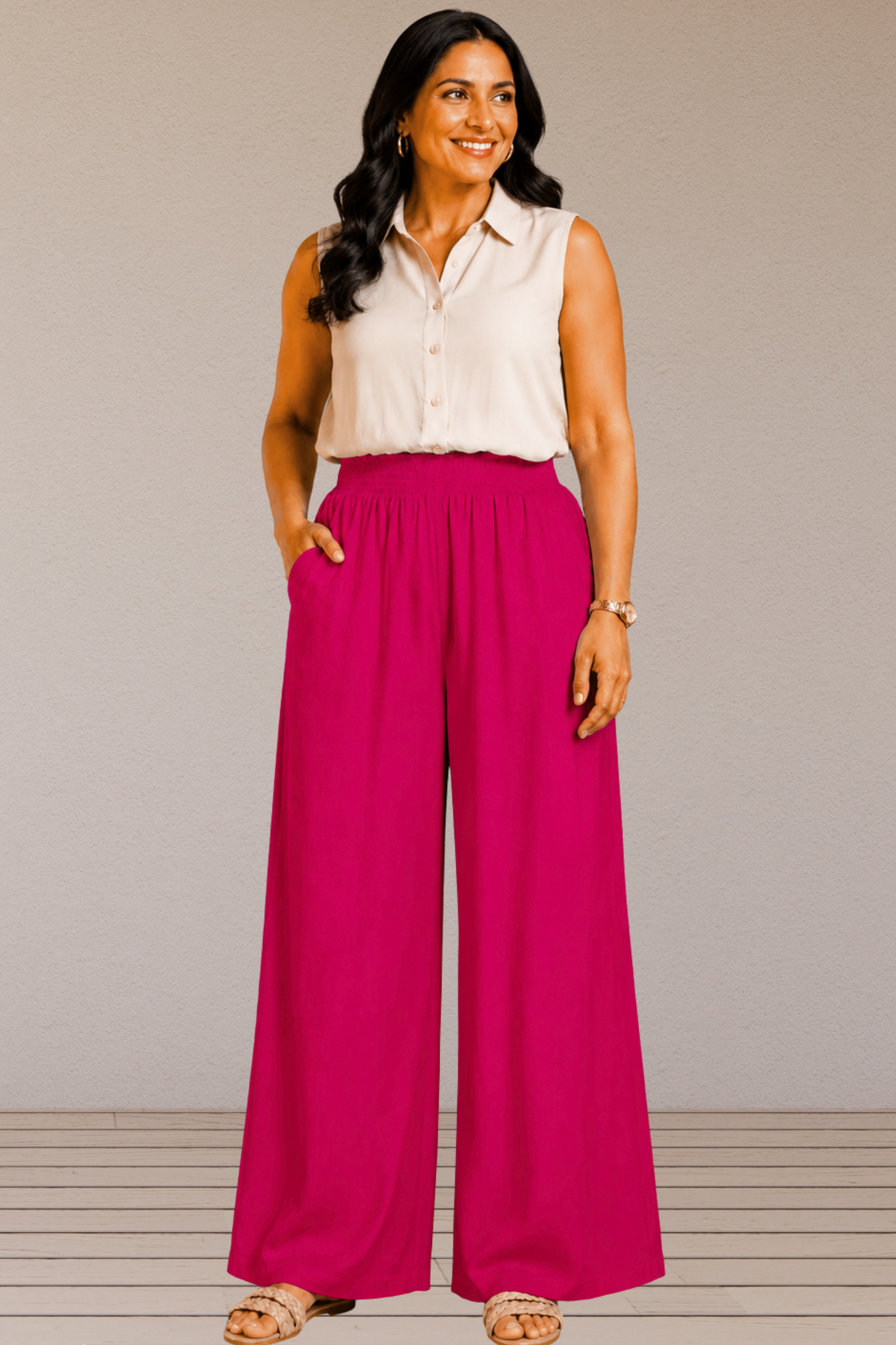 Magenta Flared Palazzo Pant