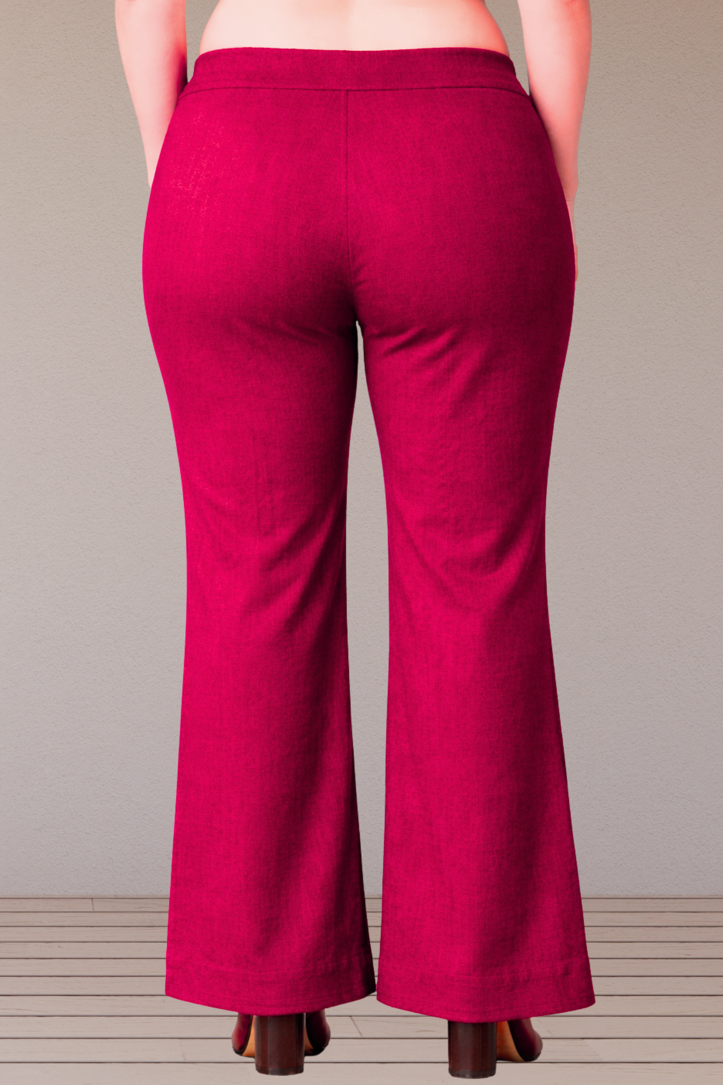 Magenta Flared Slub Pants
