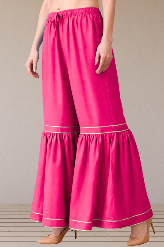 Magenta Frilled Rayon Sharara