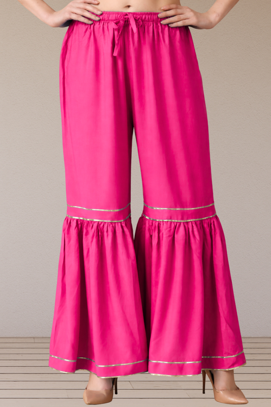 Magenta Frilled Rayon Sharara