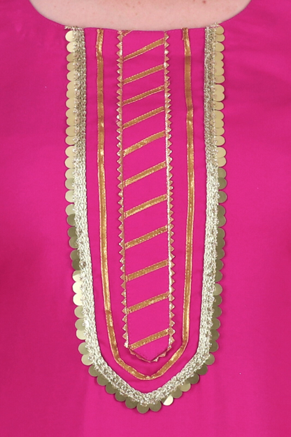 Magenta Golden Lace Work Suit Set