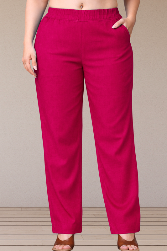 Magenta Lycra Slub Pants