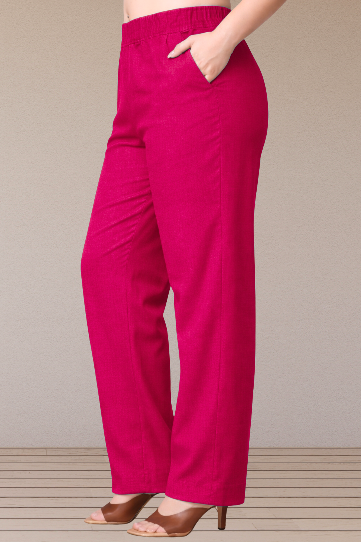 Magenta Lycra Slub Pants