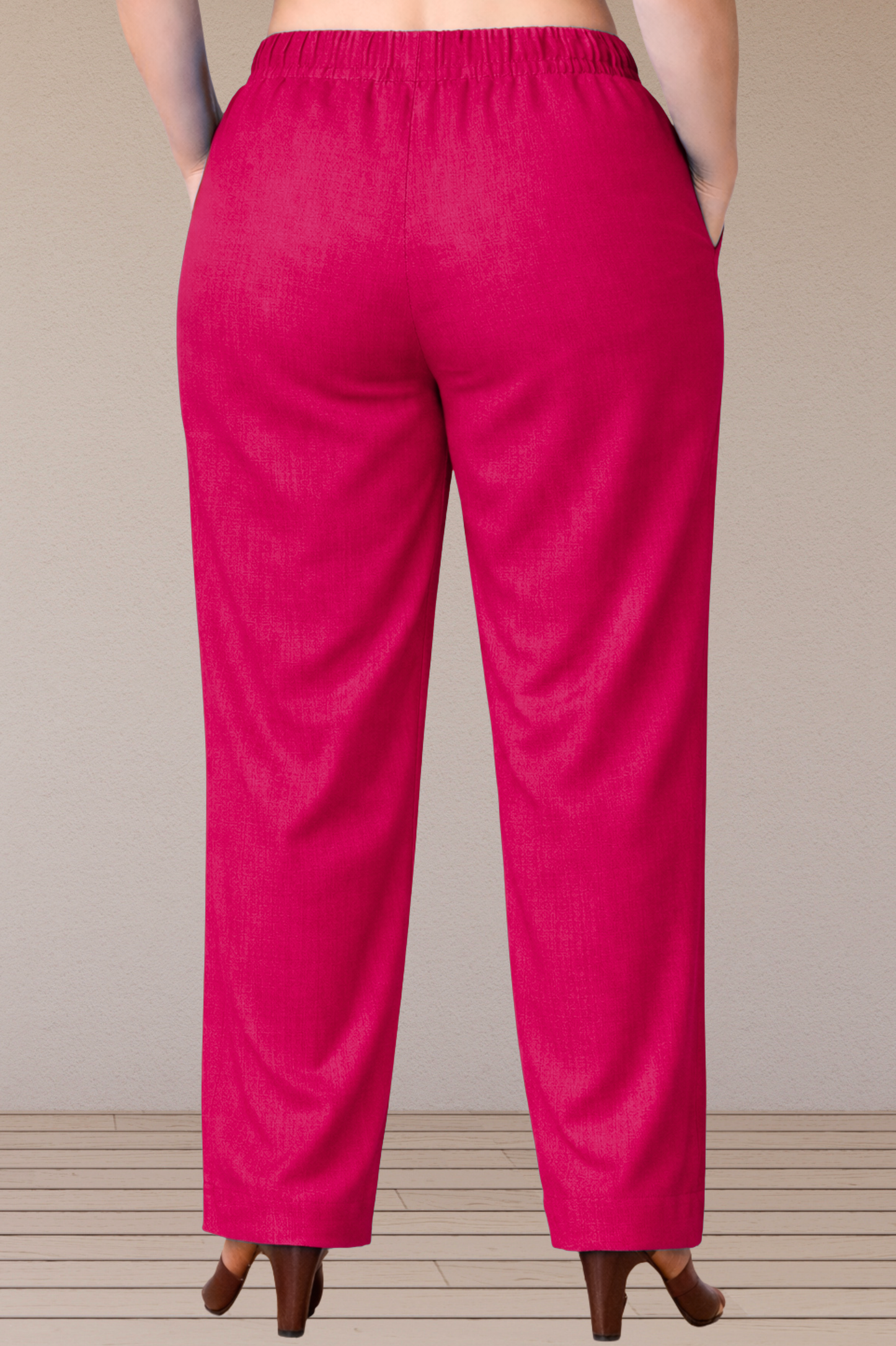Magenta Lycra Slub Pants