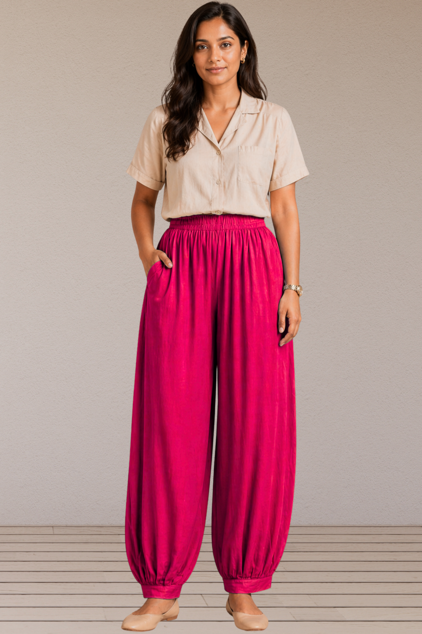 Magenta Rayon Afghani Pants