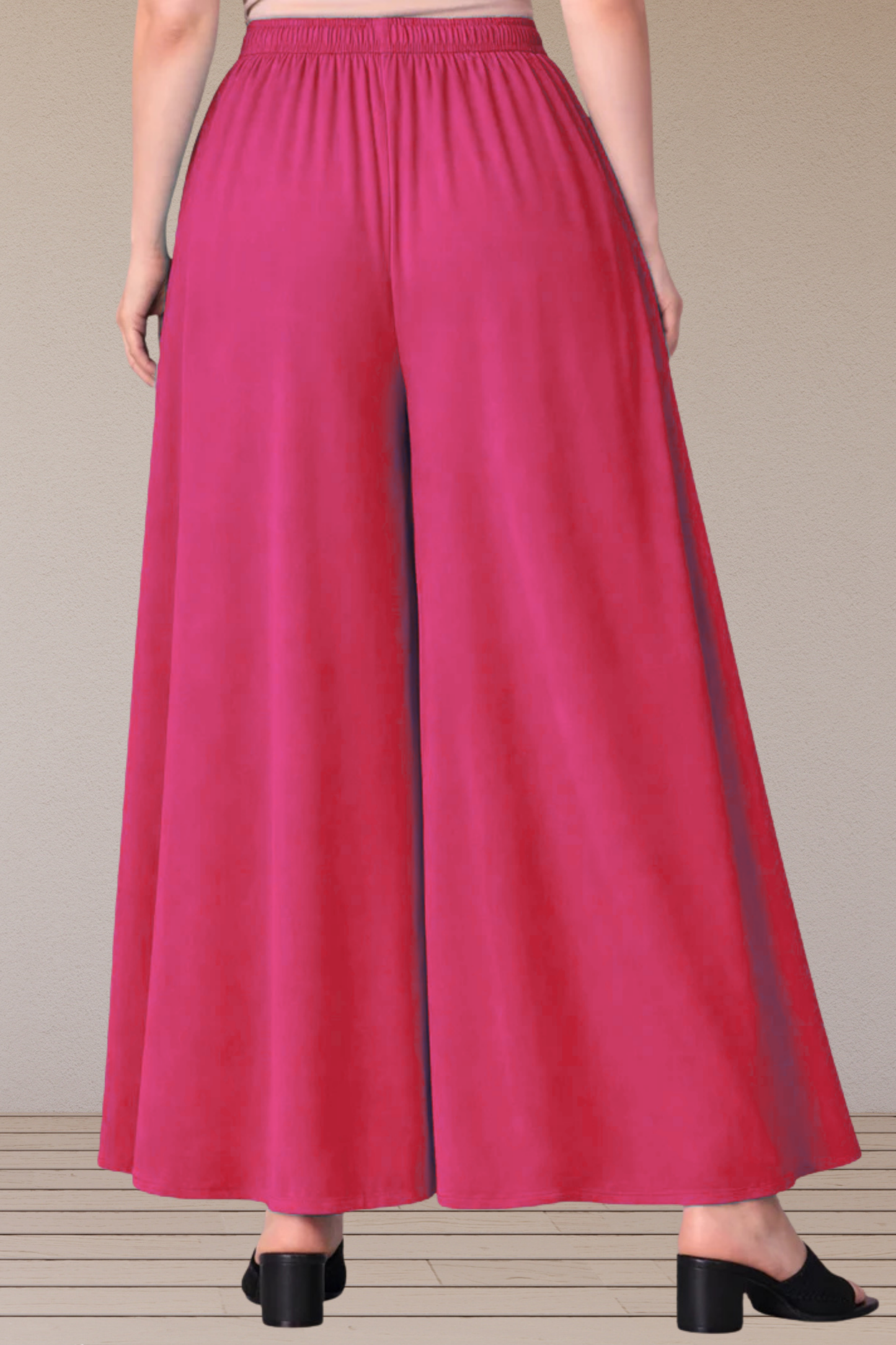 Magenta Rayon Belted Skirt Palazzo