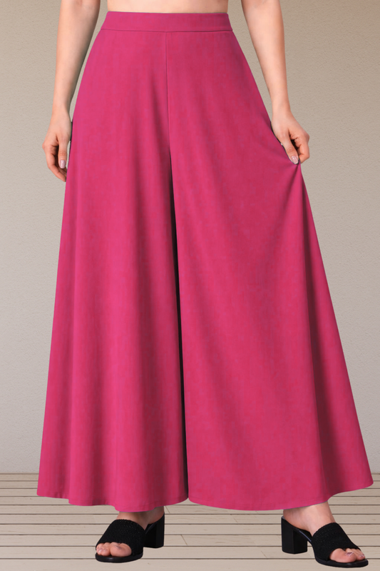 Magenta Rayon Belted Skirt Palazzo