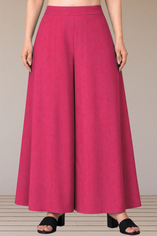 Magenta Rayon Belted Skirt Palazzo