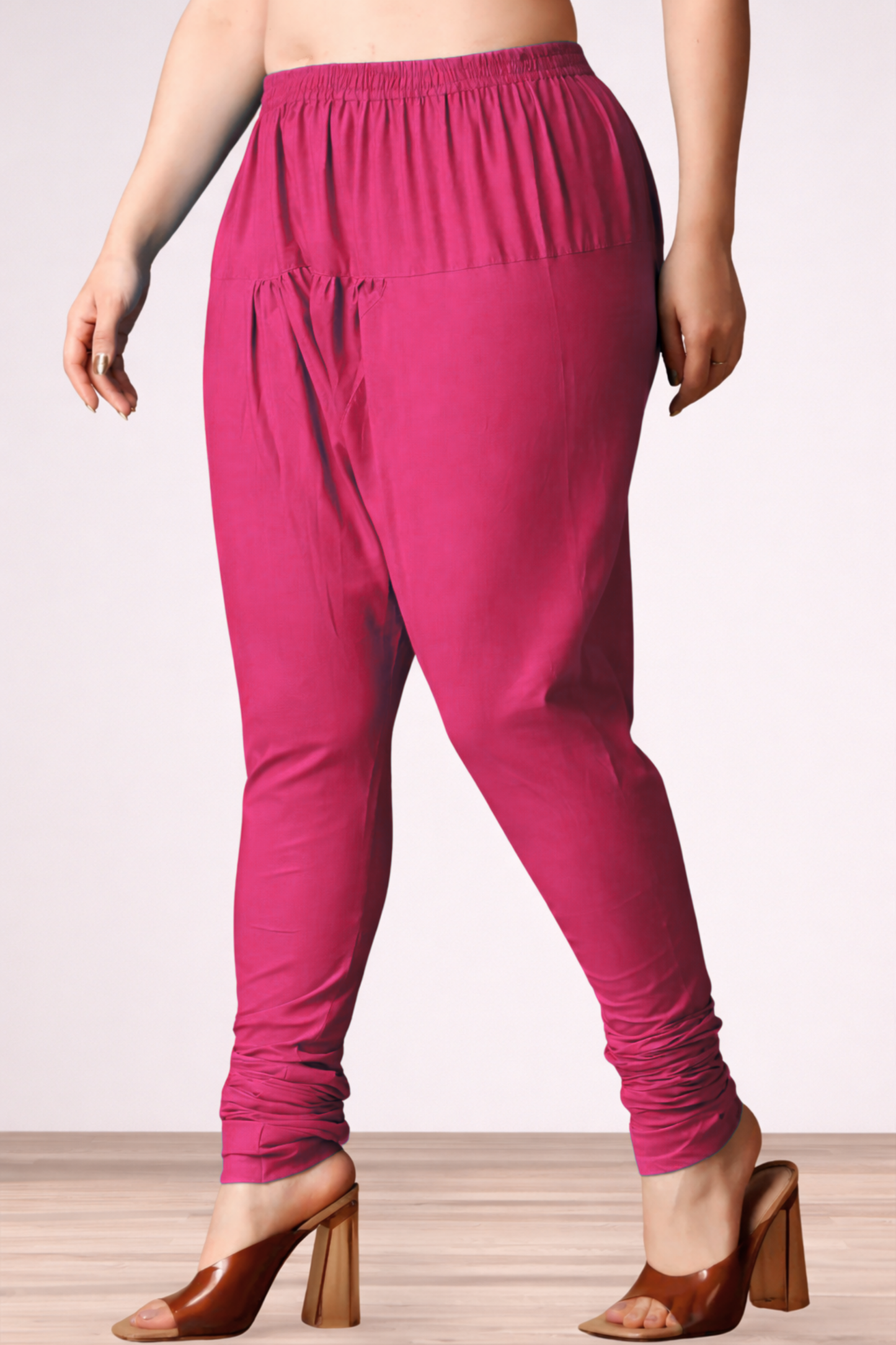 Magenta Rayon Churidar Pants