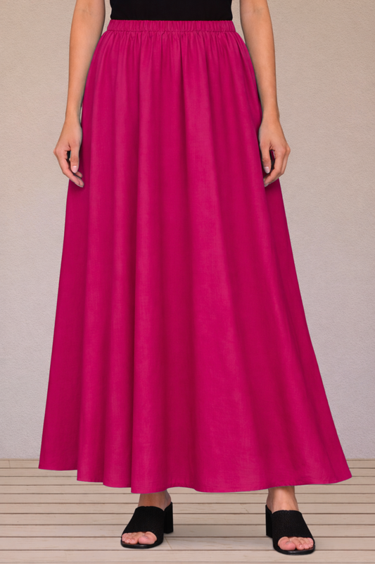 Magenta Rayon Long Skirt